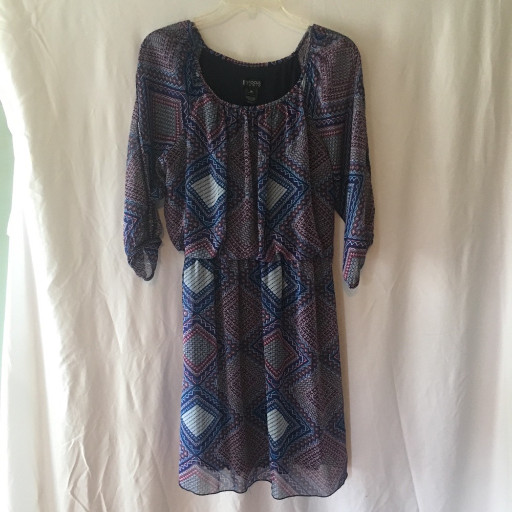 Enfocus Studios      Blues ,purple and cranberry dress       size 12